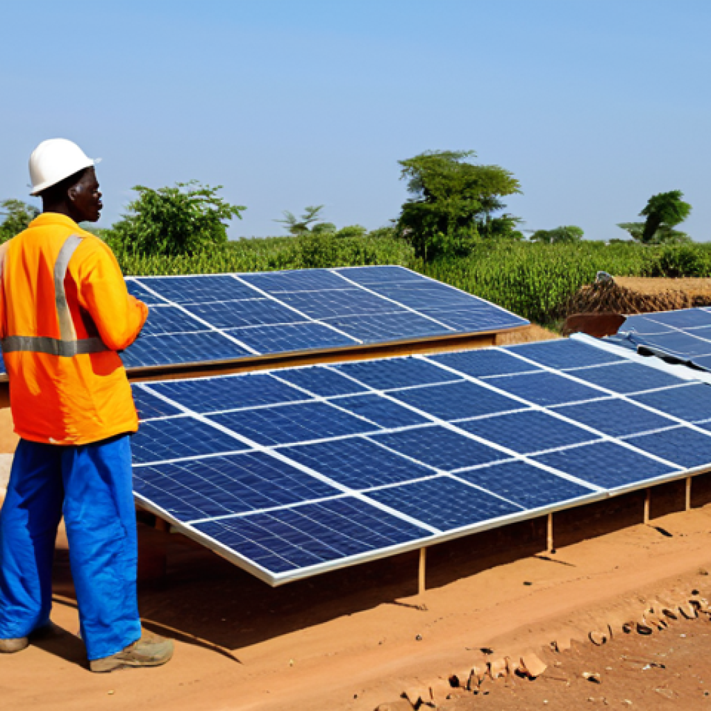 세네갈에서 전기 사정 - **Prompt:** A professional Senegalese engineer, fully clothed in appropriate attire, inspecting sola...