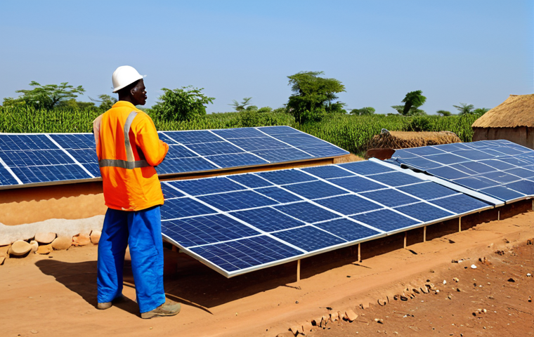 세네갈에서 전기 사정 - **Prompt:** A professional Senegalese engineer, fully clothed in appropriate attire, inspecting sola...