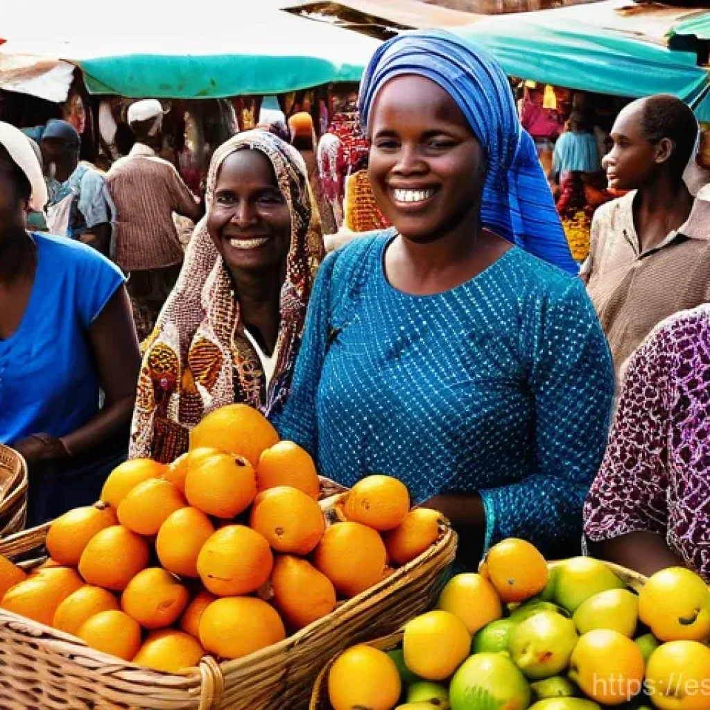 세네갈의 인구 구성 - **Vibrant Senegalese Market Life:** A bustling, sun-drenched open-air market in a lively Senegalese ...