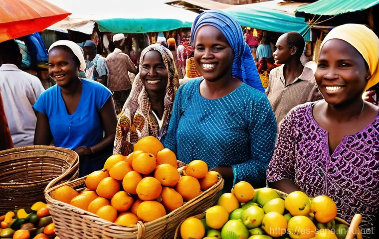 세네갈의 인구 구성 - **Vibrant Senegalese Market Life:** A bustling, sun-drenched open-air market in a lively Senegalese ...
