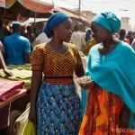 세네갈에서 피해야 할 장소 - Bustling Senegalese Market Scene**

A vibrant, open-air market in Dakar, Senegal, during daylight ho...