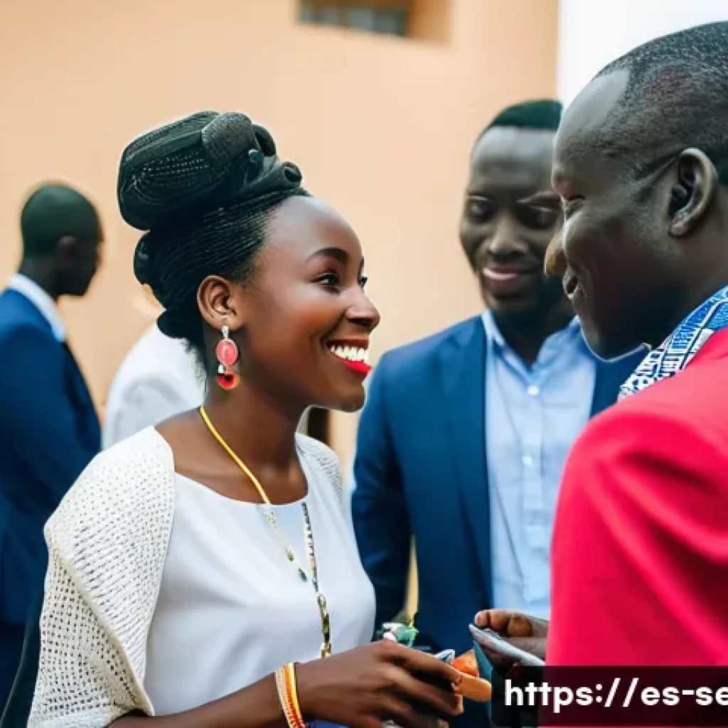 세네갈에서 사업하기 - A vibrant business networking event in Dakar, Senegal, featuring diverse professionals dressed in sm...