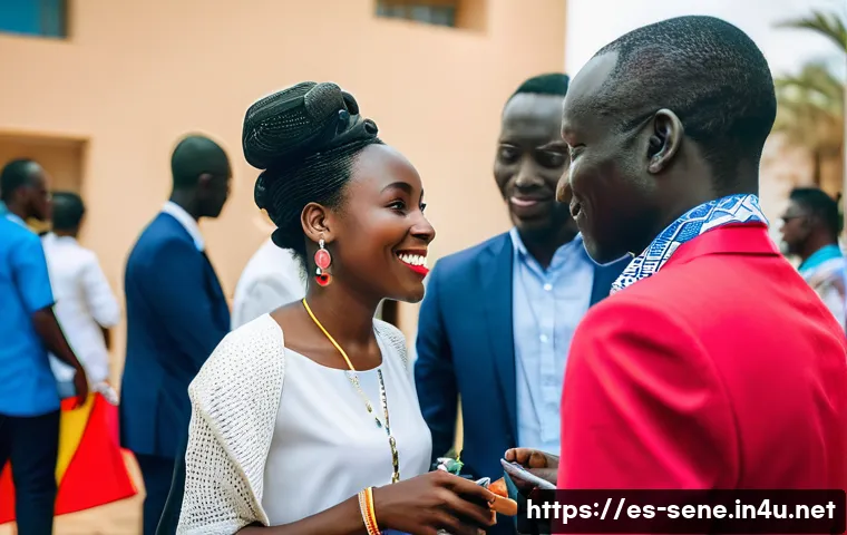 세네갈에서 사업하기 - A vibrant business networking event in Dakar, Senegal, featuring diverse professionals dressed in sm...