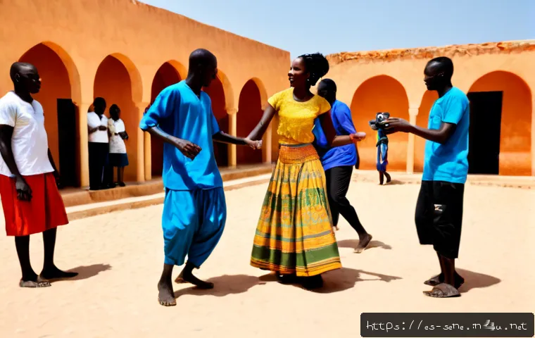 Home 17 세네갈에서 전통 춤 배우기 - Photorealistic cultural dance lesson in Senegal, a friendly Senegalese dance instructor demonstratin...